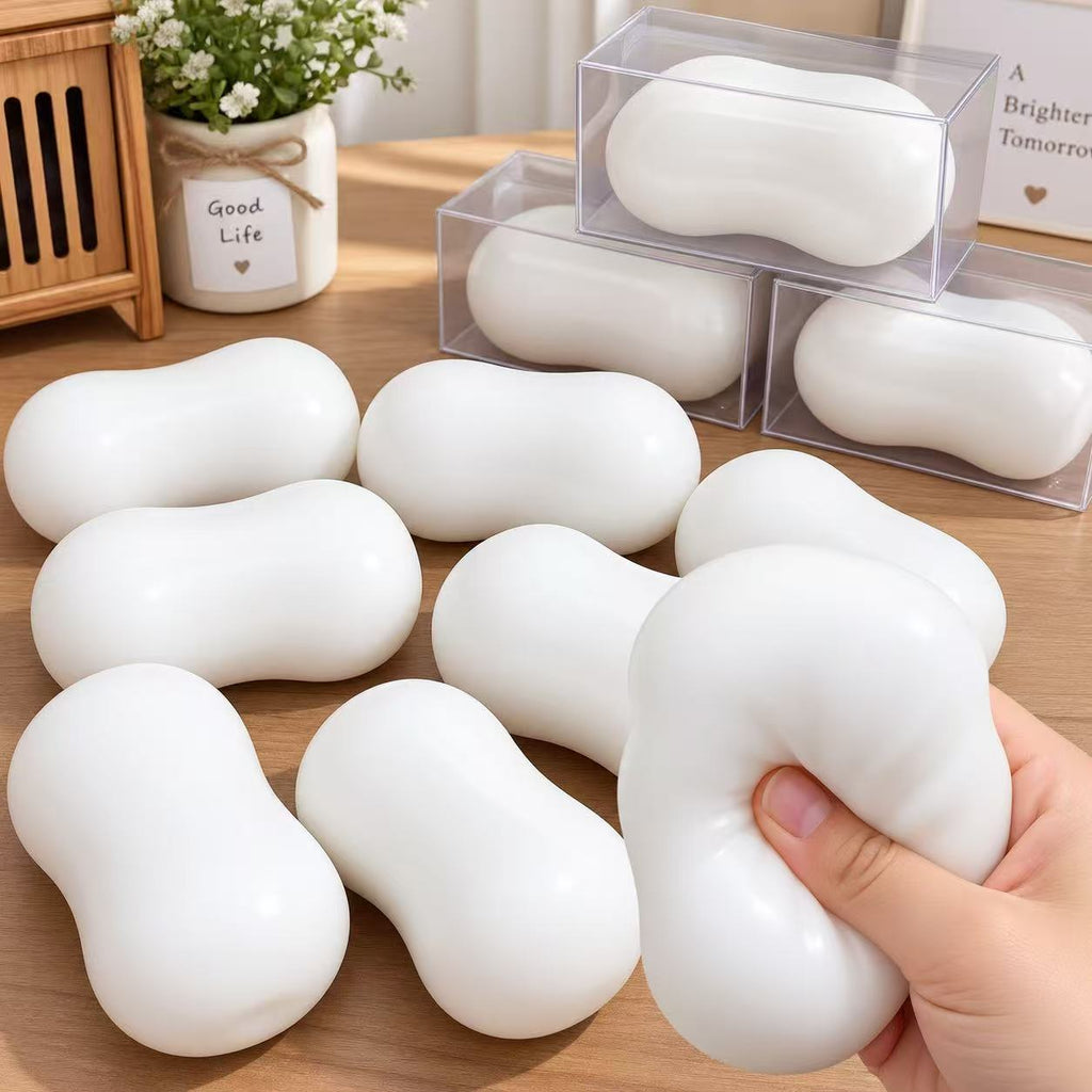 Bean Squishy Stress Ball in pink with clear gift box