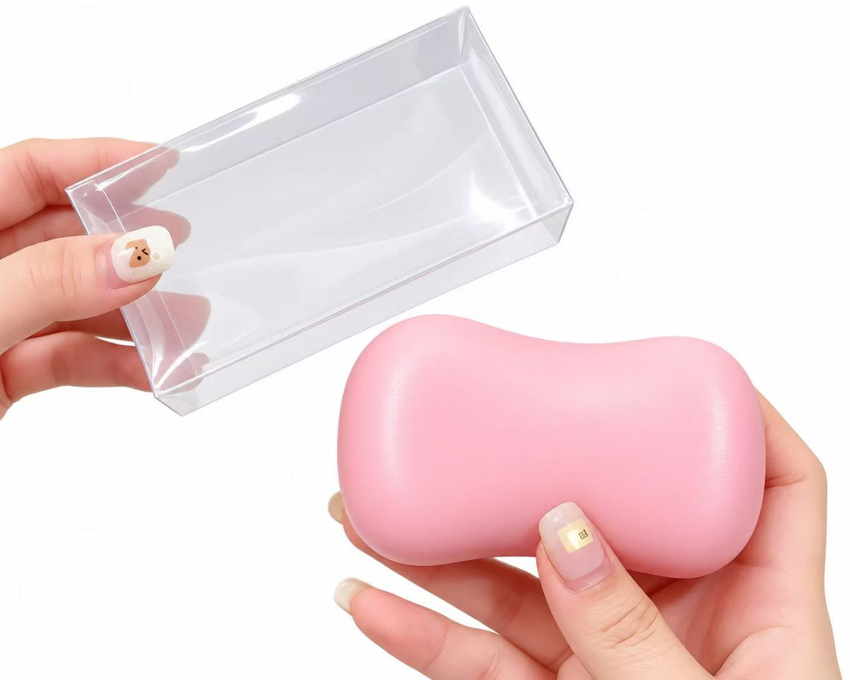 Bean Squishy Stress Ball in blue with clear gift box