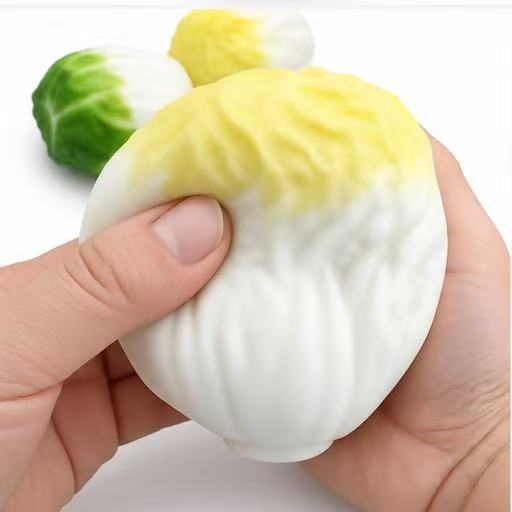 Crunchy Cabbage Squishy - four squishies on white background showing size comparison